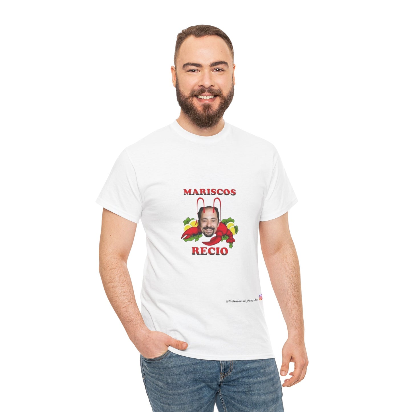 Camiseta unisex de algodón grueso Mariscos Recio, prenda informal divertida