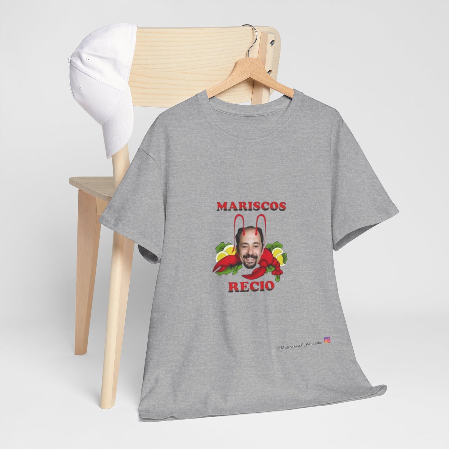 Camiseta unisex de algodón grueso Mariscos Recio, prenda informal divertida