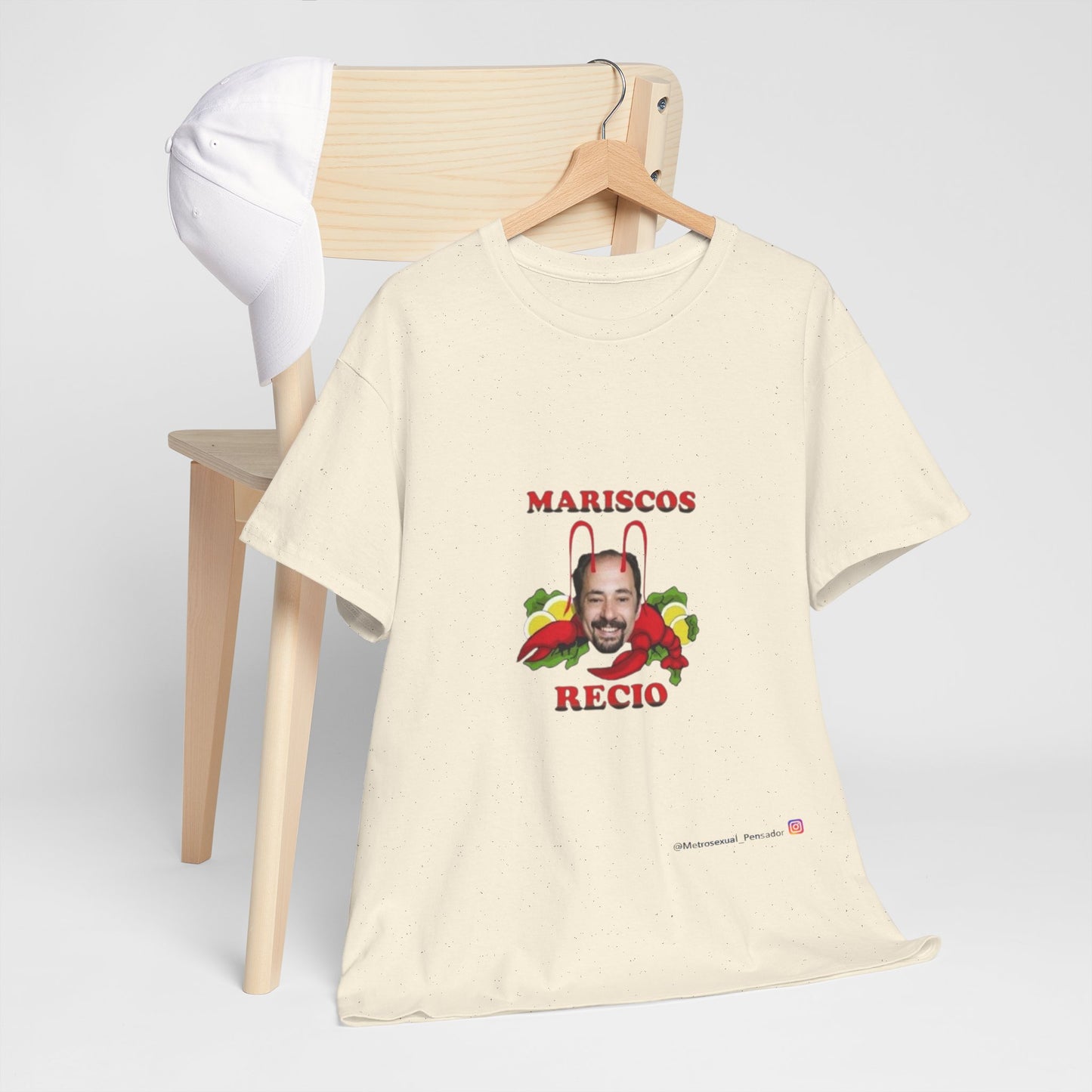 Camiseta unisex de algodón grueso Mariscos Recio, prenda informal divertida